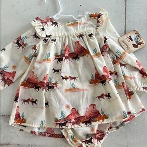 Wrangler White Multi (Mustang Print) Baby Girls Trapeze Dress - 3-6 Months - NWT